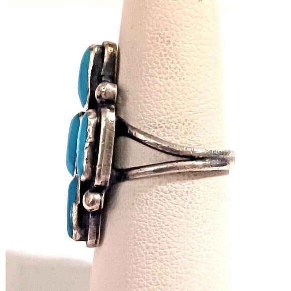 Zuni Vintage Needlepoint signed Ring sz6 Turquoise (1523) - Picture 4 of 8